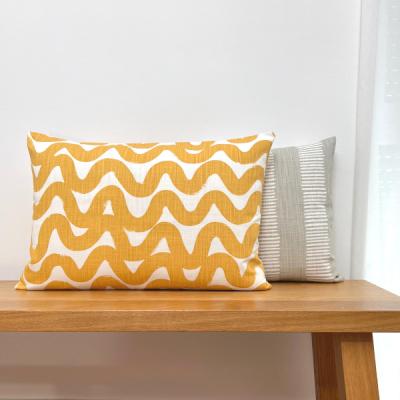 Preview: Kissenbezüge Kissenhüllen Sofakissen Bezüge für Kissen Zierkissen Dekokissen Waves goldgelb und Dashe in elfenbein Landhaus skandinavisch Herbst Frühling Sommer Winter